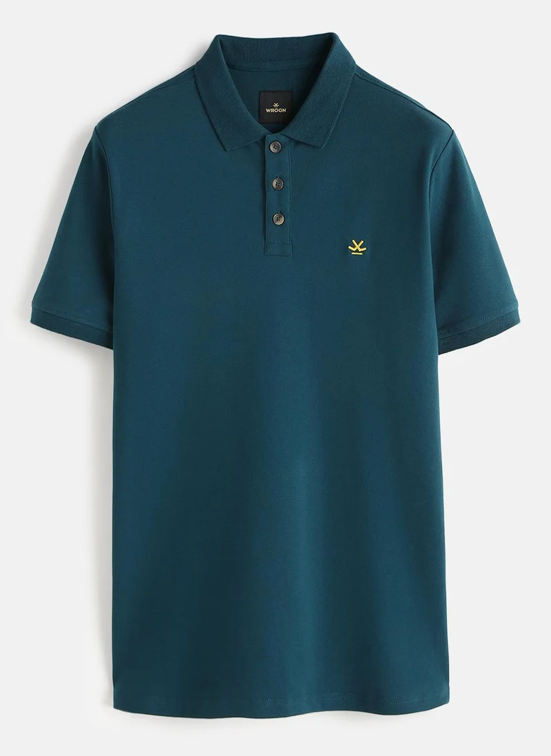روجن Solid Stretch Polo T-Shirt | Blue